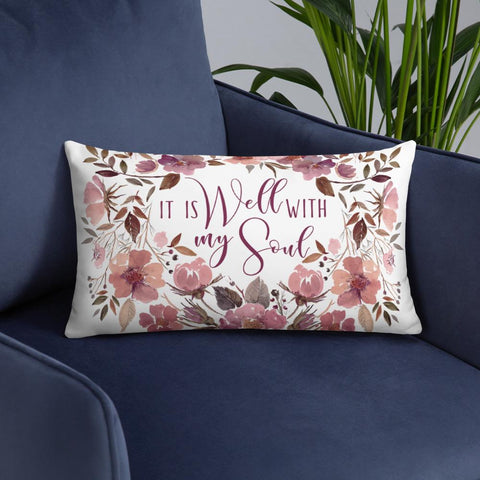 Joyful Romans Floral Accent Pillow - 22 3/4” x 12 1/2”